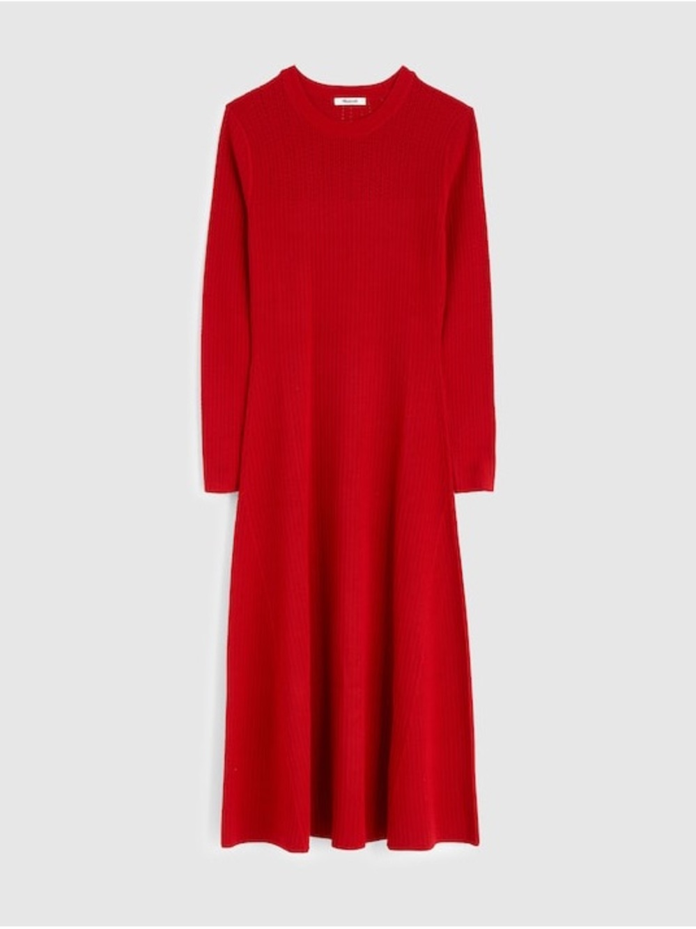 Madewell Red Ribbed Long-Sleeve Midi Sweater Dress